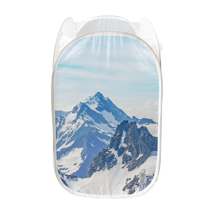 Alps Mountain Print Mesh Laundry Hamper