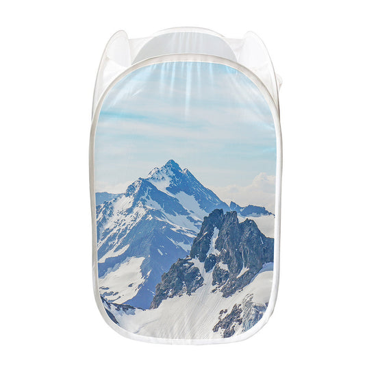 Alps Mountain Print Mesh Laundry Hamper