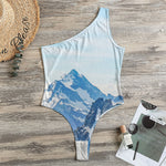 Alps Mountain Print One Shoulder Bodysuit