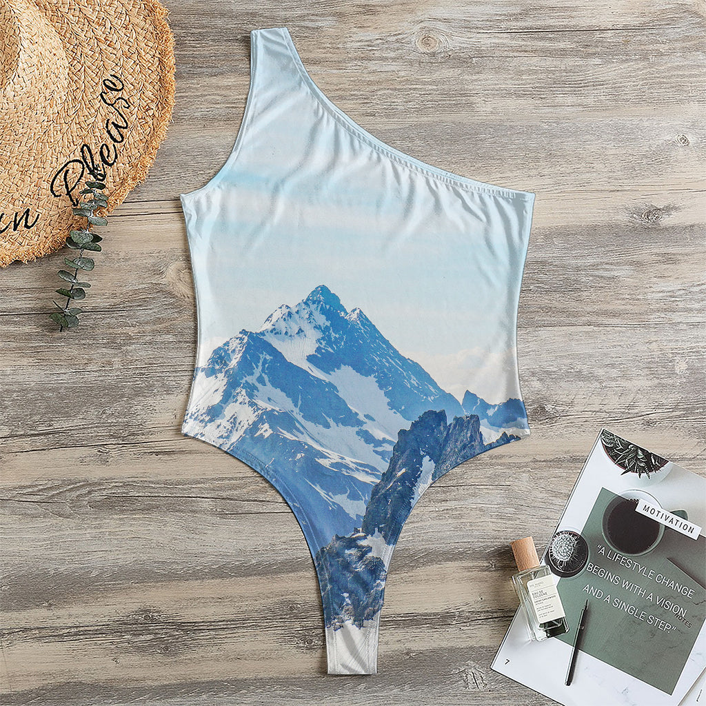 Alps Mountain Print One Shoulder Bodysuit