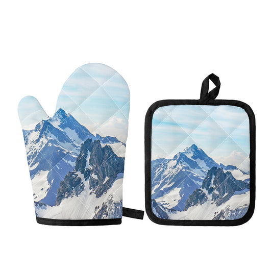 Alps Mountain Print Oven Mitt And Pot Holder Set