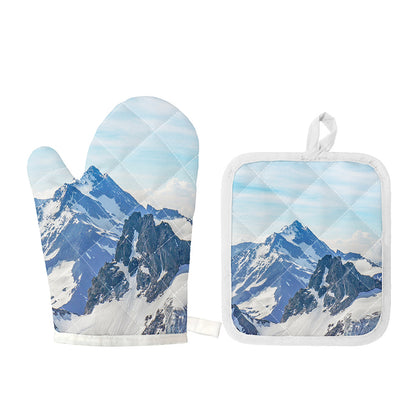 Alps Mountain Print Oven Mitt And Pot Holder Set