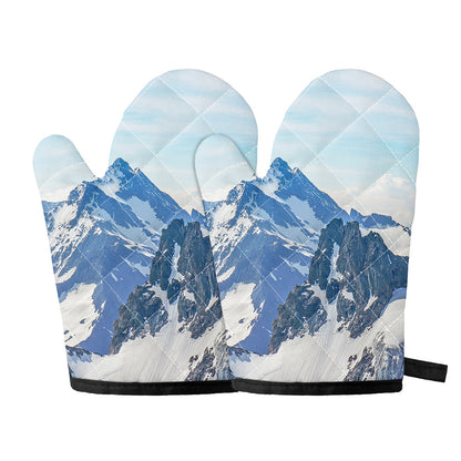Alps Mountain Print Oven Mitts