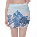 Alps Mountain Print Pencil Mini Skirt