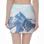 Alps Mountain Print Pencil Mini Skirt