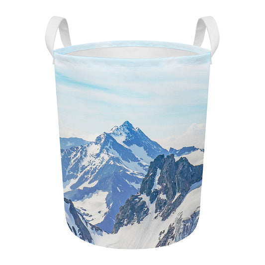 Alps Mountain Print Round Laundry Basket