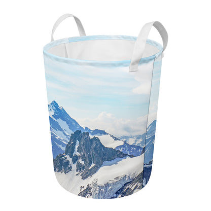 Alps Mountain Print Round Laundry Basket