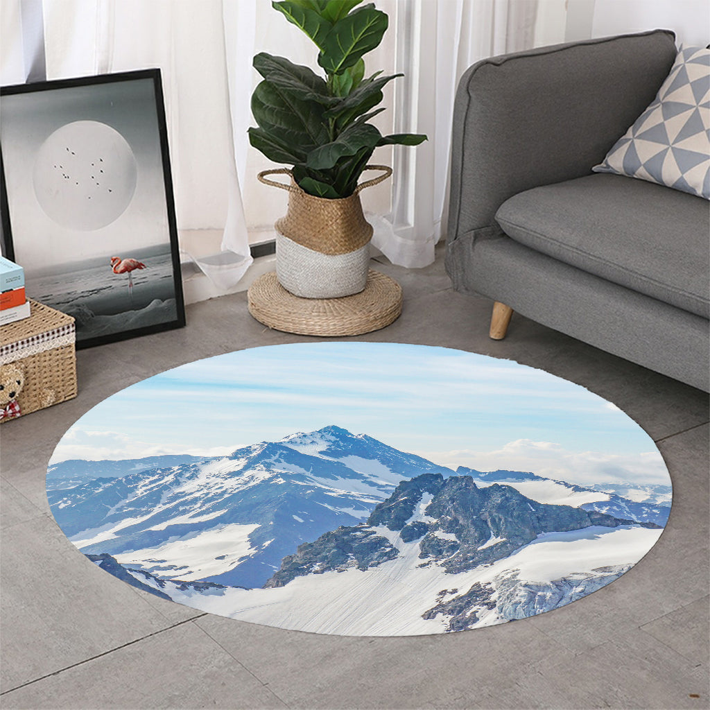 Alps Mountain Print Round Rug