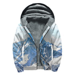 Alps Mountain Print Sherpa Lined Zip Up Hoodie