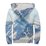 Alps Mountain Print Sherpa Lined Zip Up Hoodie