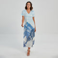 Alps Mountain Print Short Sleeve Maxi Dress