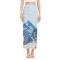 Alps Mountain Print Side Slit Maxi Skirt