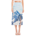 Alps Mountain Print Side Slit Midi Skirt