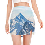 Alps Mountain Print Side Slit Mini Skirt