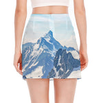 Alps Mountain Print Side Slit Mini Skirt