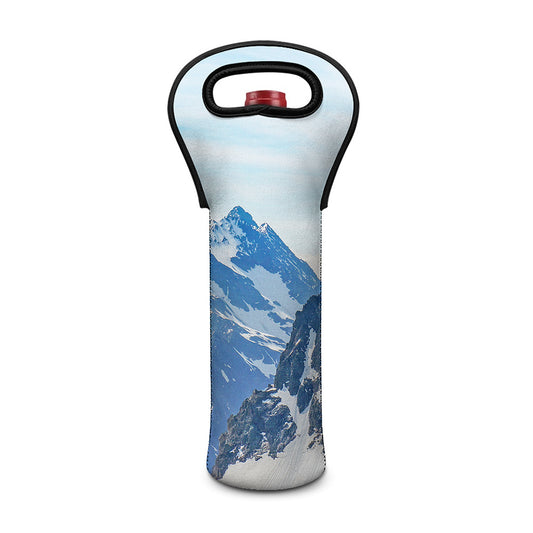 Alps Mountain Print Single Neoprene Wine Tote
