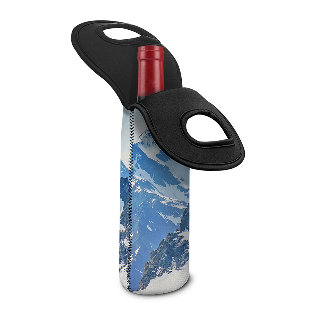 Alps Mountain Print Single Neoprene Wine Tote