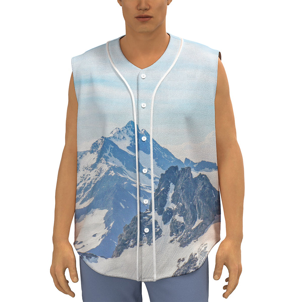 Alps Mountain Print Sleeveless Baseball Jersey