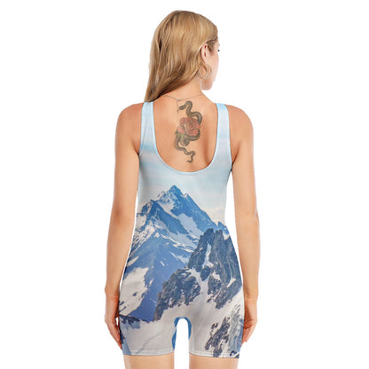 Alps Mountain Print Sleeveless One Piece Swimsuit