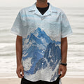 Alps Mountain Print Textured Short Sleeve Shirt