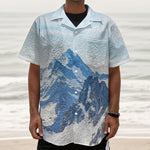 Alps Mountain Print Textured Short Sleeve Shirt