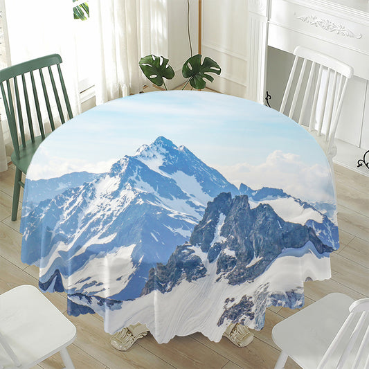 Alps Mountain Print Waterproof Round Tablecloth