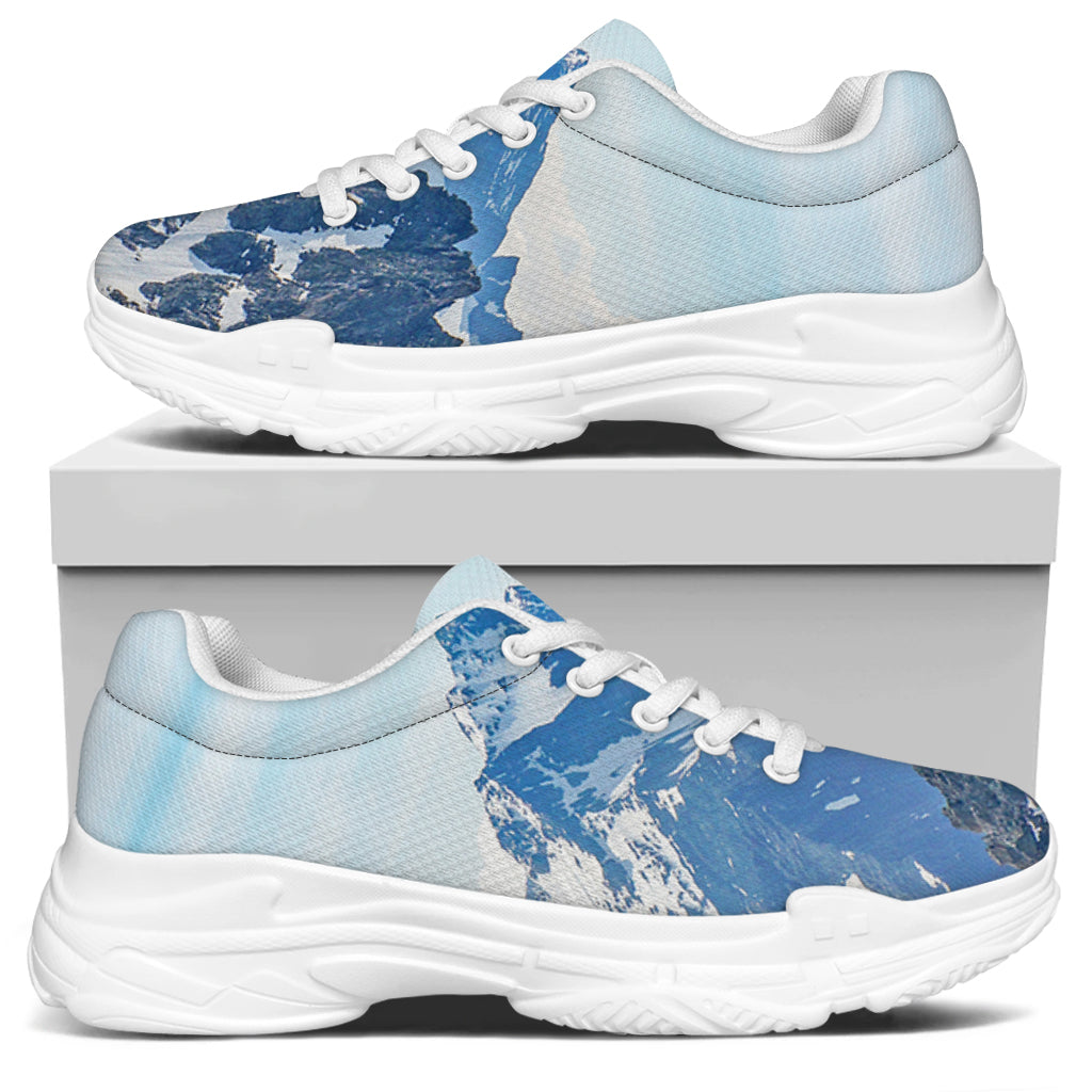 Alps Mountain Print White Chunky Shoes