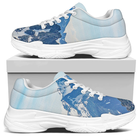 Alps Mountain Print White Chunky Shoes
