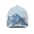 Alps Mountain Print White Mesh Trucker Hat