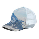 Alps Mountain Print White Mesh Trucker Cap