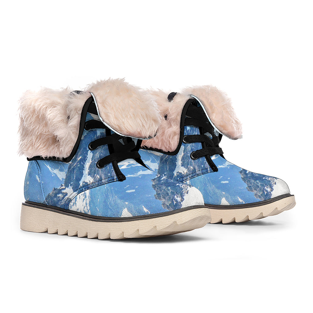 Alps Mountain Print Winter Boots