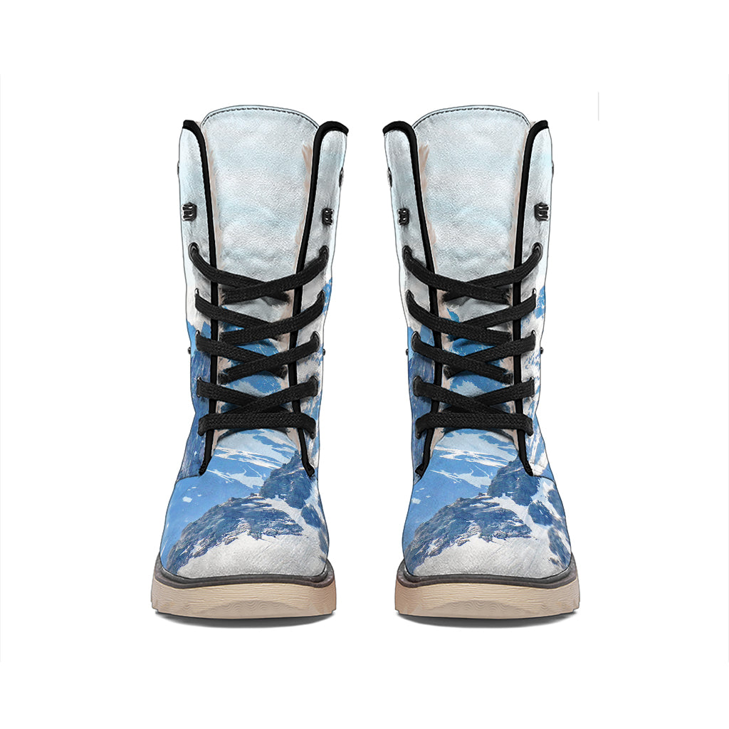 Alps Mountain Print Winter Boots