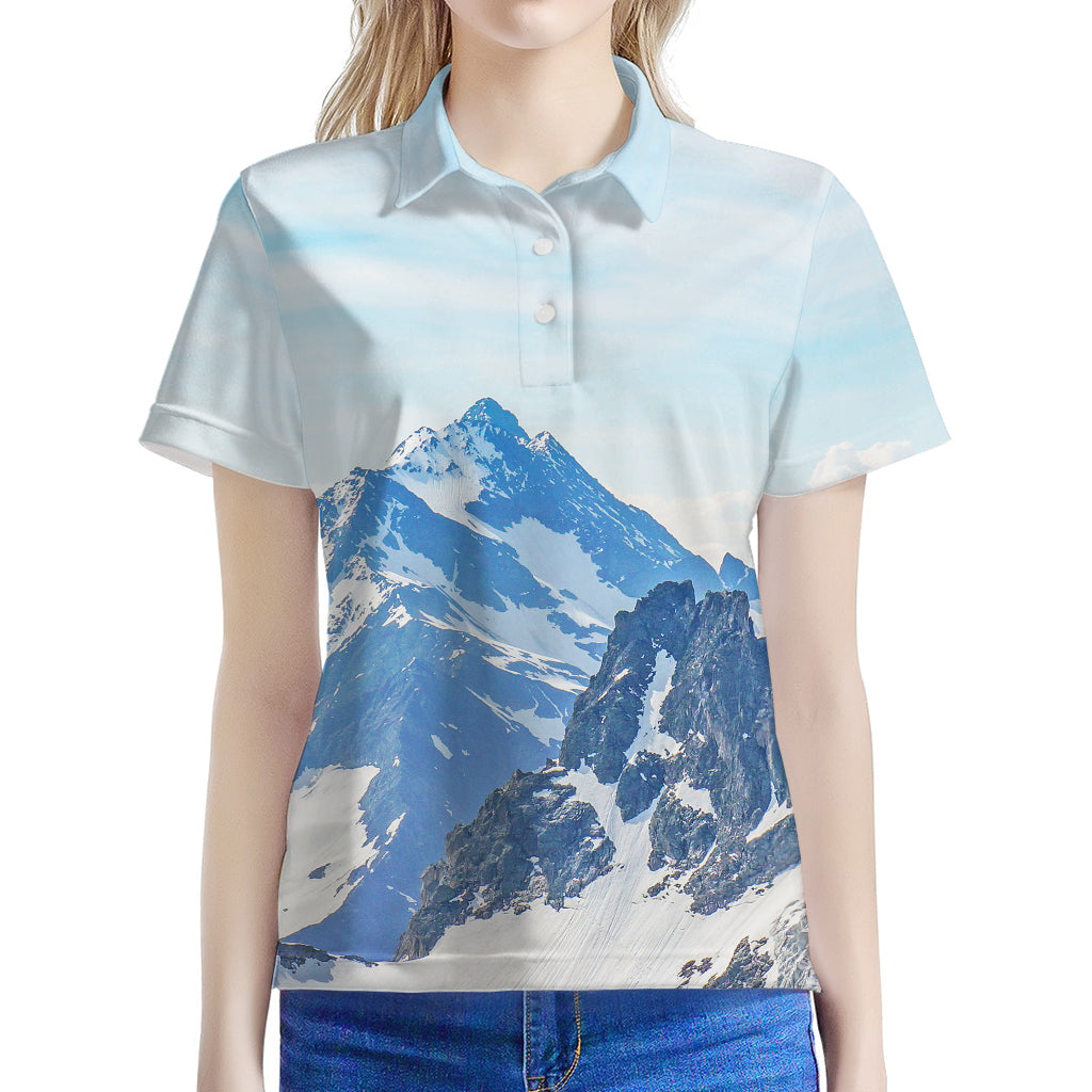 Alps Mountain Print Women's Polo Shirt