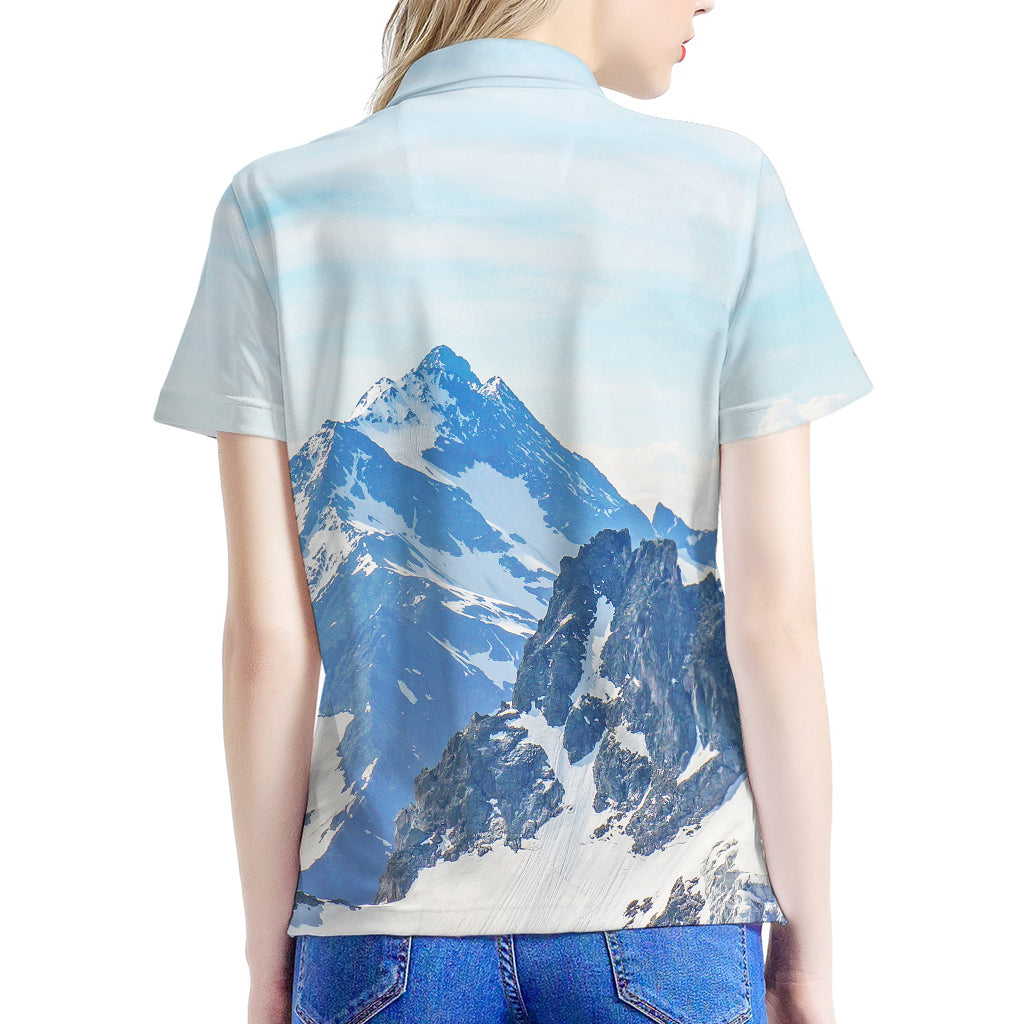 Alps Mountain Print Women's Polo Shirt