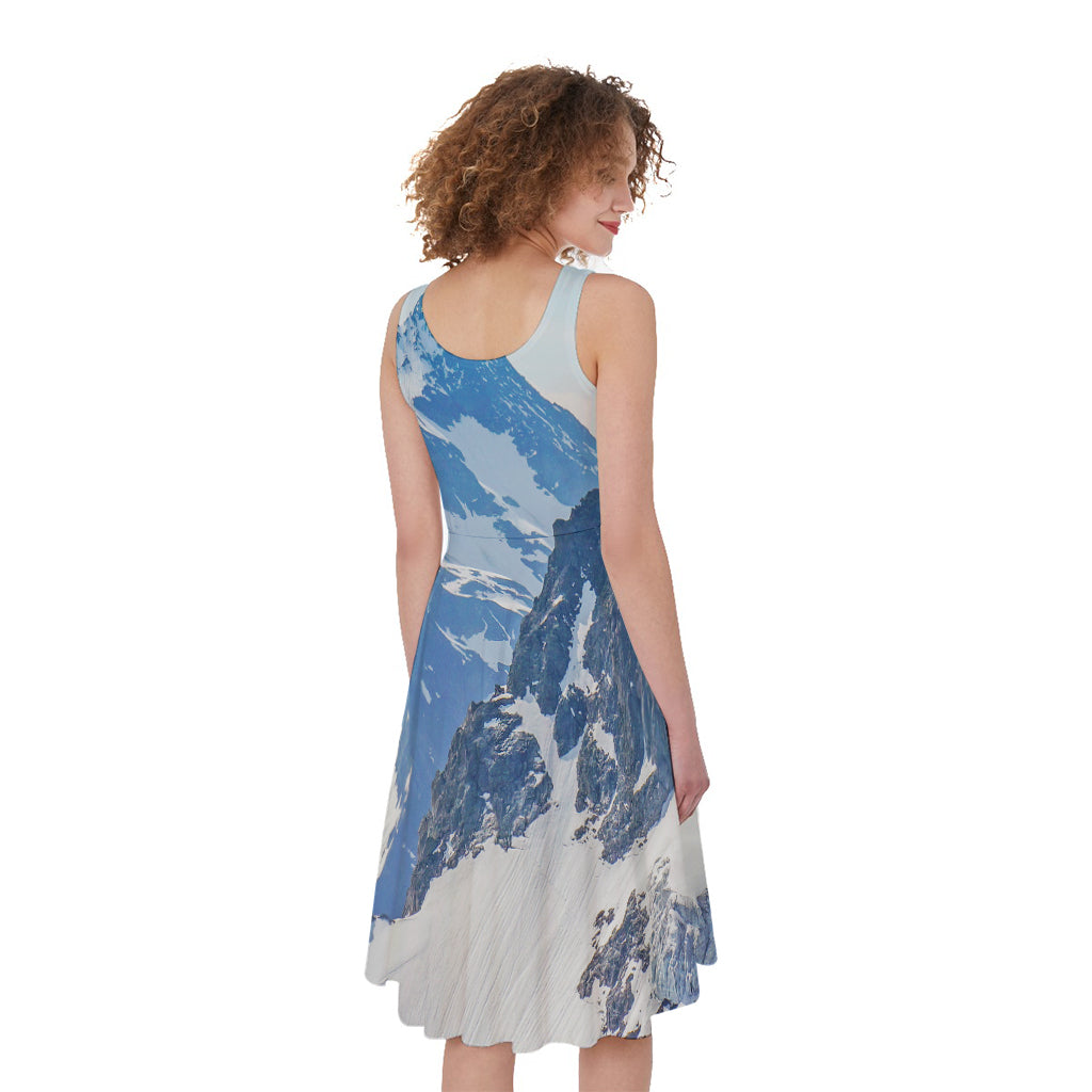 Alps Mountain Print Women's Sleeveless Dress