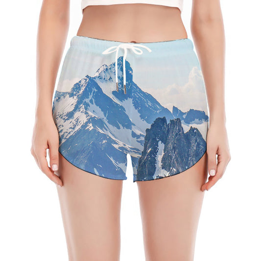Alps Mountain Print Women's Split Running Shorts