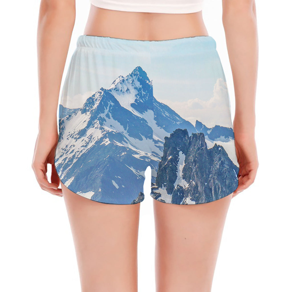 Alps Mountain Print Women's Split Running Shorts