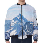 Alps Mountain Print Zip Sleeve Bomber Jacket