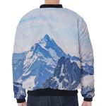 Alps Mountain Print Zip Sleeve Bomber Jacket
