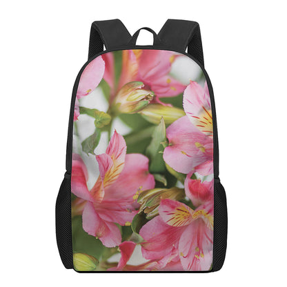 Alstroemeria Flower Print 17 Inch Backpack
