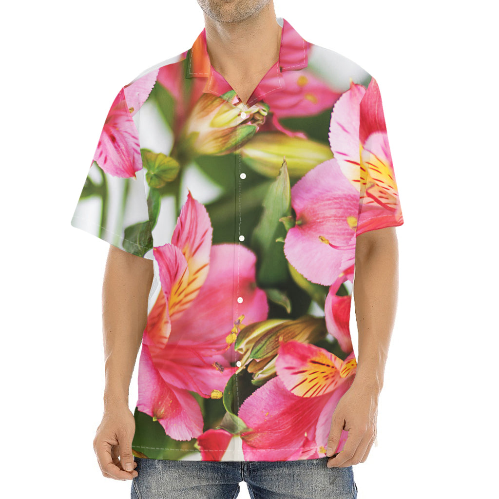Alstroemeria Flower Print Aloha Shirt