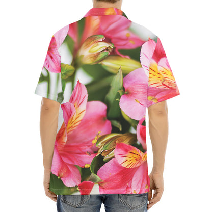 Alstroemeria Flower Print Aloha Shirt