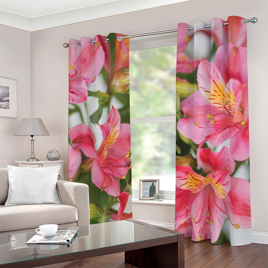 Alstroemeria Flower Print Blackout Grommet Curtains