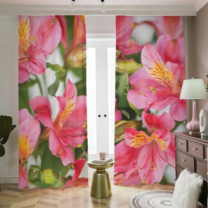 Alstroemeria Flower Print Blackout Pencil Pleat Curtains