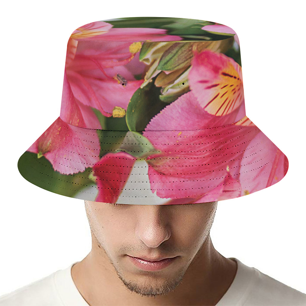 Alstroemeria Flower Print Bucket Hat