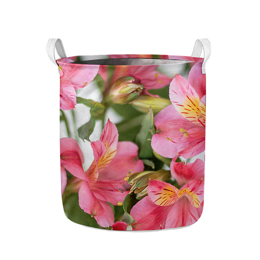 Alstroemeria Flower Print Collapsible Laundry Basket