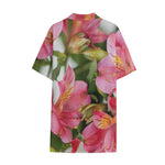 Alstroemeria Flower Print Cotton Hawaiian Shirt