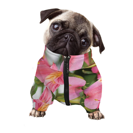 Alstroemeria Flower Print Dog Zip Up Jacket