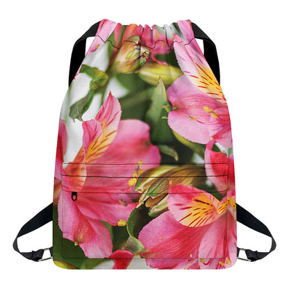 Alstroemeria Flower Print Drawstring Backpack