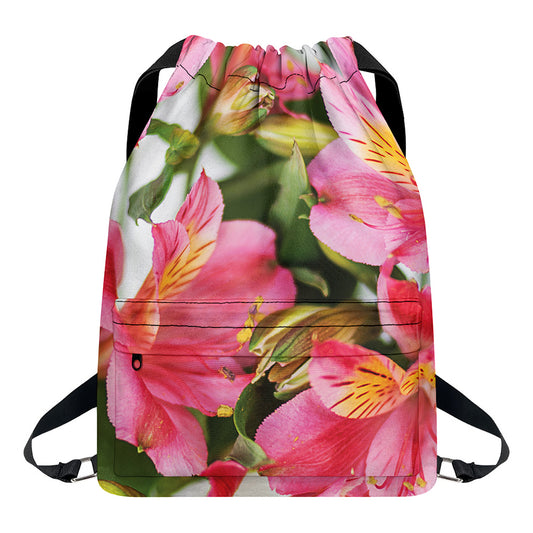 Alstroemeria Flower Print Drawstring Backpack